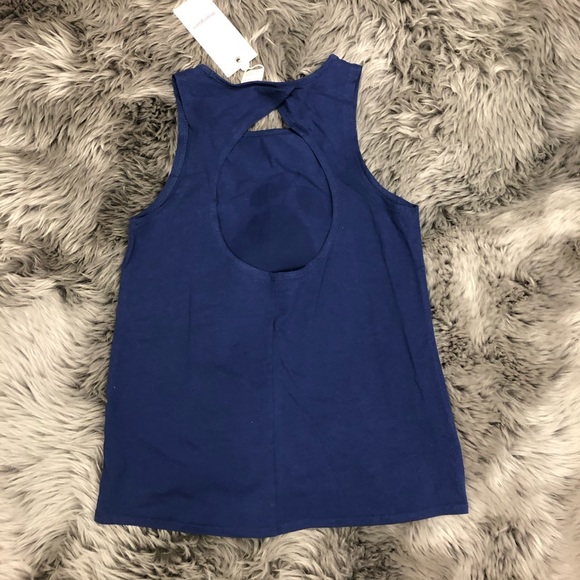 Manguun | Girl's Navy Blue & Lemon Tank Top | Navy | Large - Picture 2 of 2